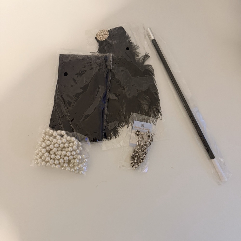 1920s Flapper Accessories Set for Women, Roaring 20s Great Gatsby Headband Flapp